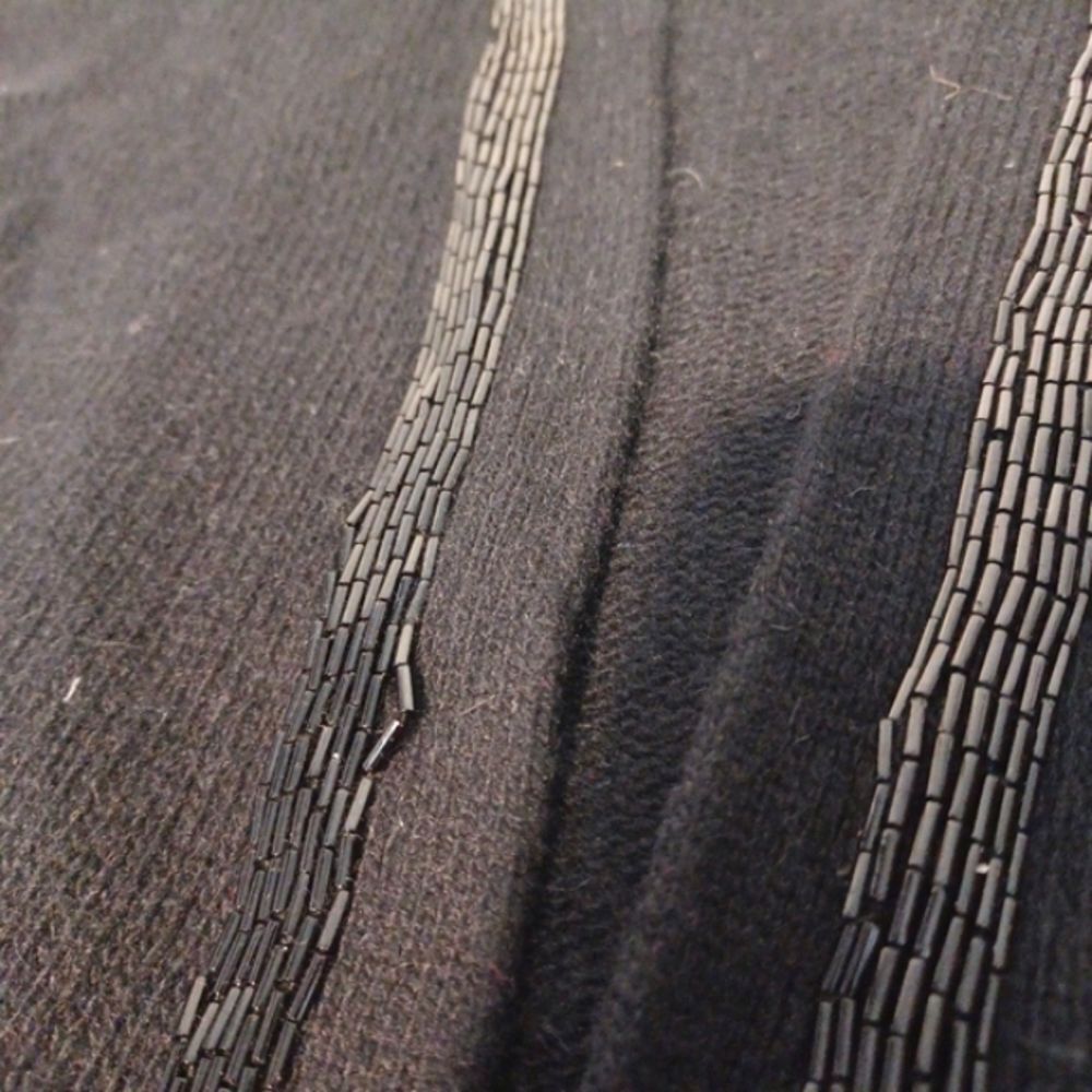 Liz Claiborne Black Cardigan with Beaded Trim Medium - Picture 5 of 9